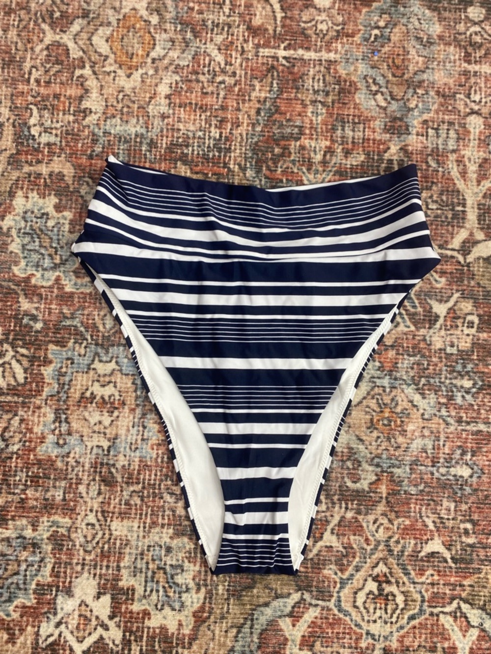 Aerie NWT navy/white nautical high cut high waist cheeky bikini bottom M